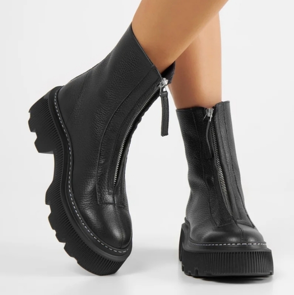 LAST Shoes - LÄSTShane Black Front Zip Leather Boots